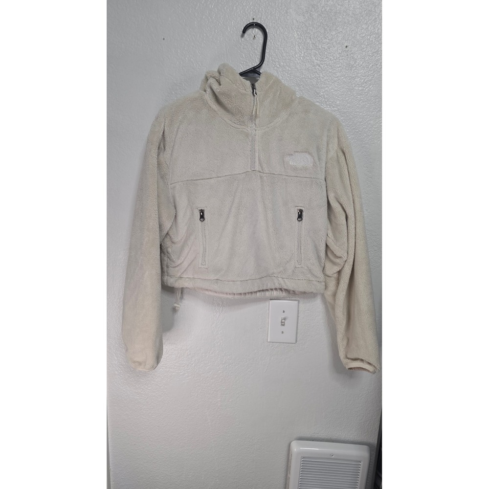 The North Face Osito Quarter Zip Fleece Hoodie Womens Small Cream Excellent